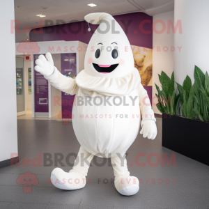 Cream Beet mascot costume character dressed with a Bodysuit and Gloves