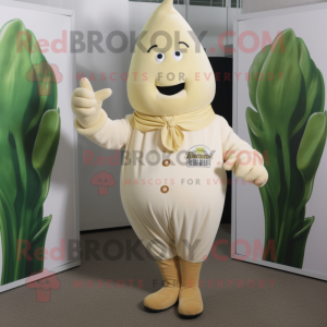 Cream Beet mascot costume character dressed with a Bodysuit and Gloves