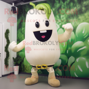 Cream Beet mascot costume character dressed with a Bodysuit and Gloves