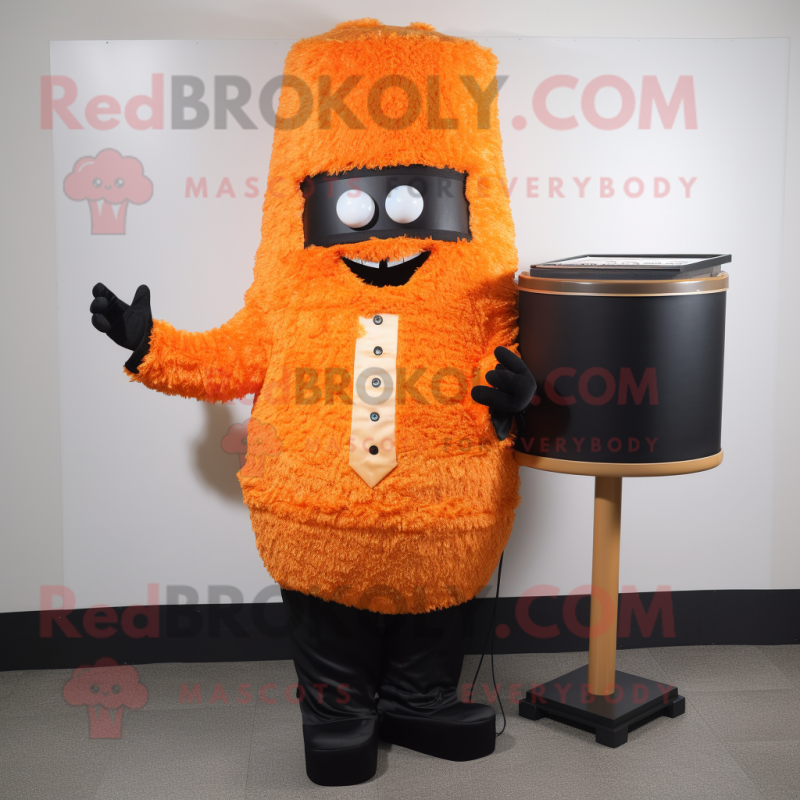 Orange Shepard'S Pie mascot costume character dressed with a Suit and Belts