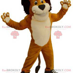 Mascote leão preto e branco laranja - Redbrokoly.com
