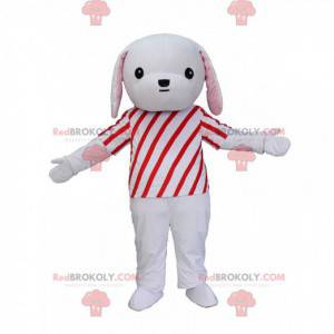 Gray and white puppy mascot with a red and white outfit -