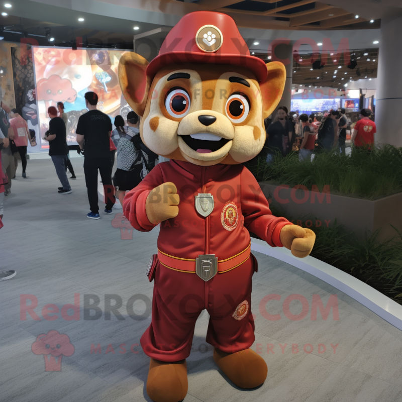 Rust Fire Fighter mascot costume character dressed with a Blouse and Brooches