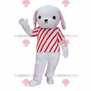 Gray and white puppy mascot with a red and white outfit -