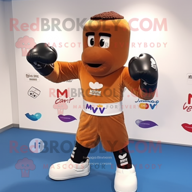 nan Boxing Glove mascot costume character dressed with a T-Shirt and Digital watches