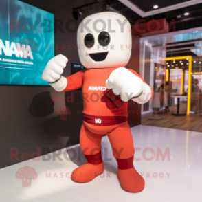 nan Boxing Glove mascot costume character dressed with a T-Shirt and Digital watches