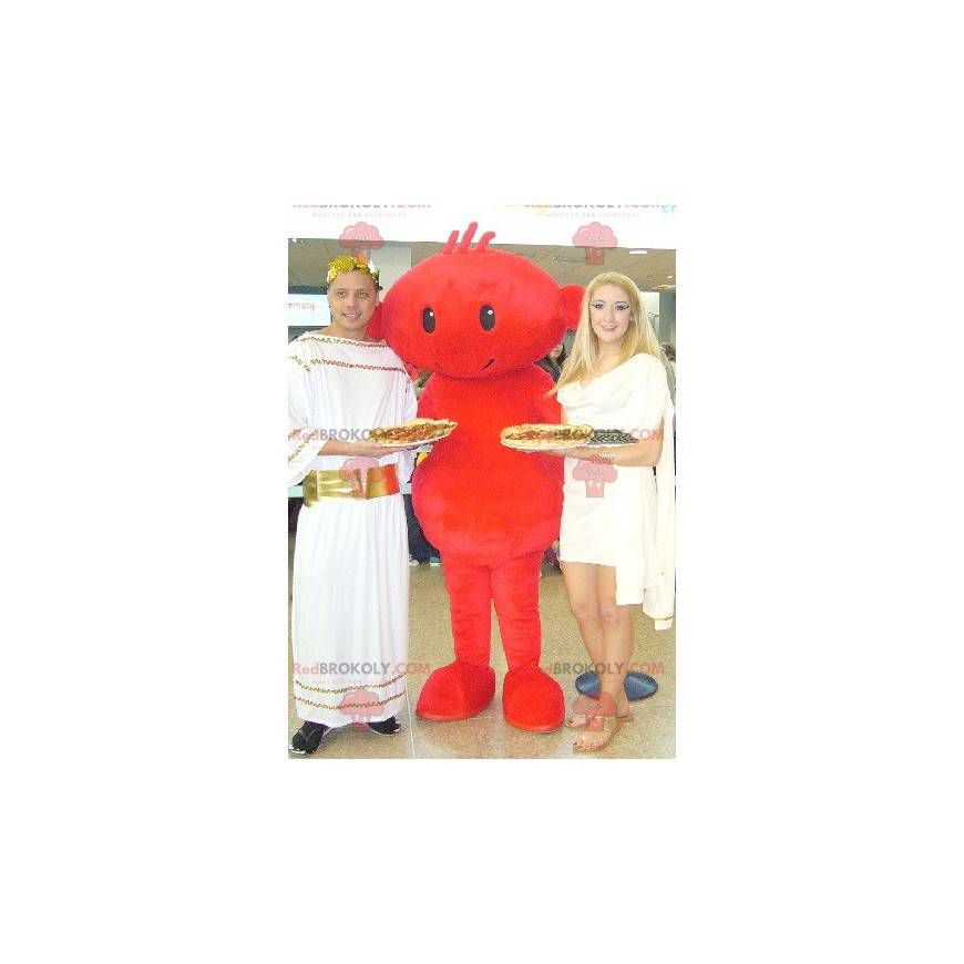 Mascotte de bonhomme rouge souriant - Redbrokoly.com