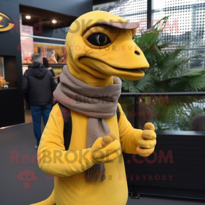 Geel Deinonychus mascotte...