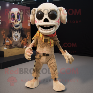 Tan Skull maskot kostume...