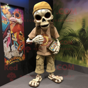 Tan Skull mascot costume character dressed with a Corduroy Pants and Anklets