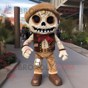 Tan Skull mascot costume character dressed with a Corduroy Pants and Anklets