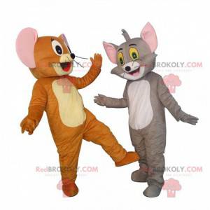 Två maskotar av Tom & Jerry, berömda seriefigurer -
