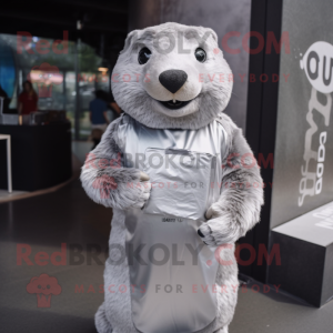 Silver Otter maskot kostume...