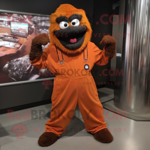 Rust Rainbow mascot costume character dressed with a Jumpsuit and Bracelets