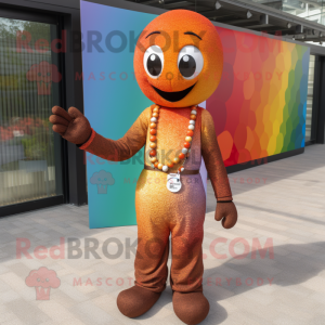 Rust Rainbow mascot costume character dressed with a Jumpsuit and Bracelets