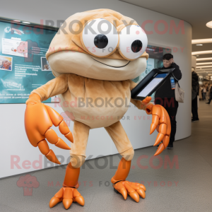 Tan Crab maskot kostume...