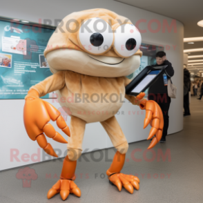 Tan Crab mascot costume character dressed with a Trousers and Watches