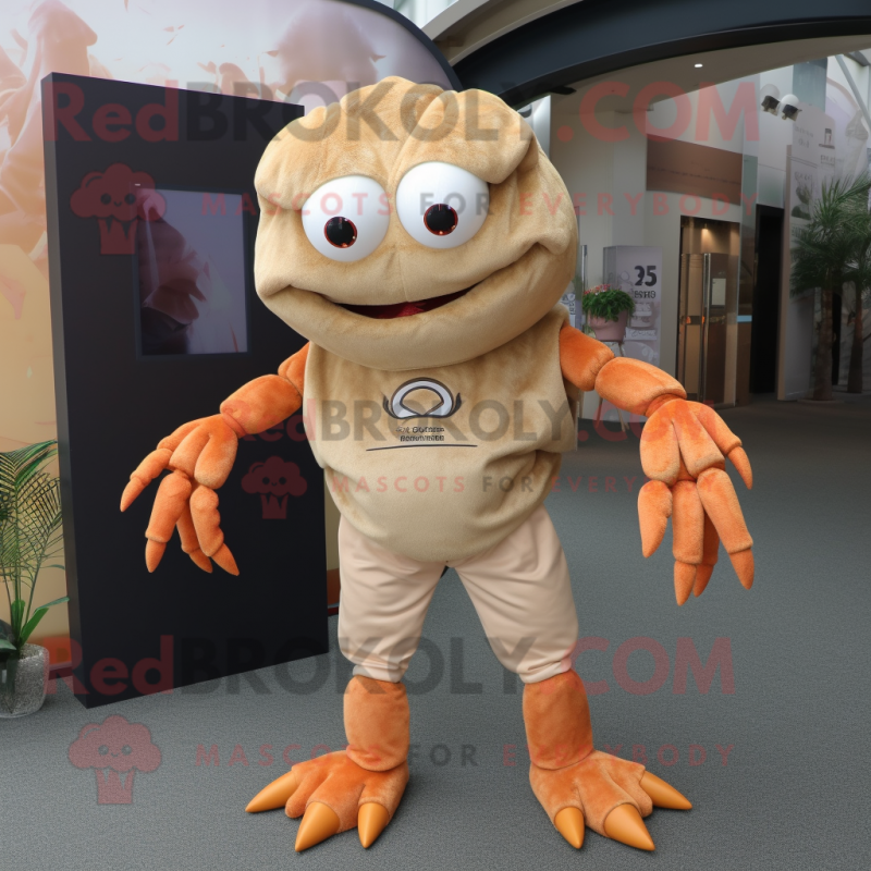 Tan Crab mascot costume character dressed with a Trousers and Watches