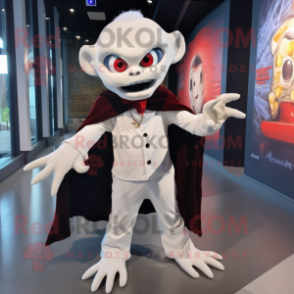 White Vampire mascot costume character dressed with a Dress Shirt and Scarves