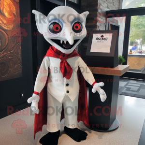 White Vampire mascot costume character dressed with a Dress Shirt and Scarves
