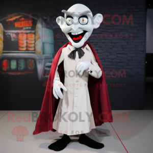 White Vampire mascot costume character dressed with a Dress Shirt and Scarves