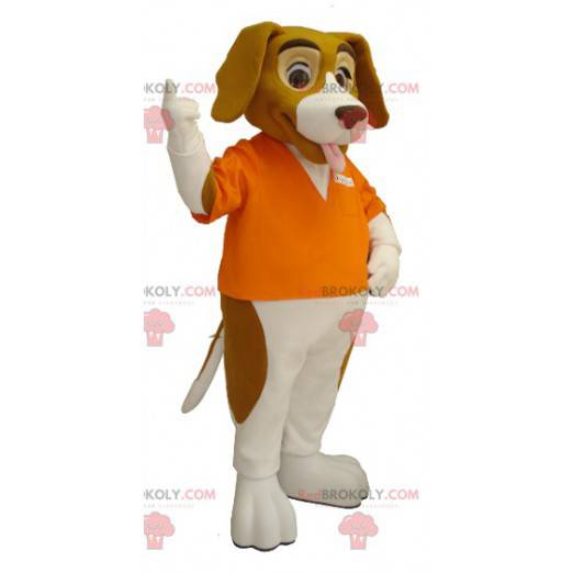 Braunes und weißes Basset Hound Hundemaskottchen -