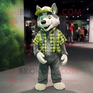 Lime Green Wolf maskot...