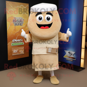 Tan Fried Rice mascot costume character dressed with a Rash Guard and Pocket squares