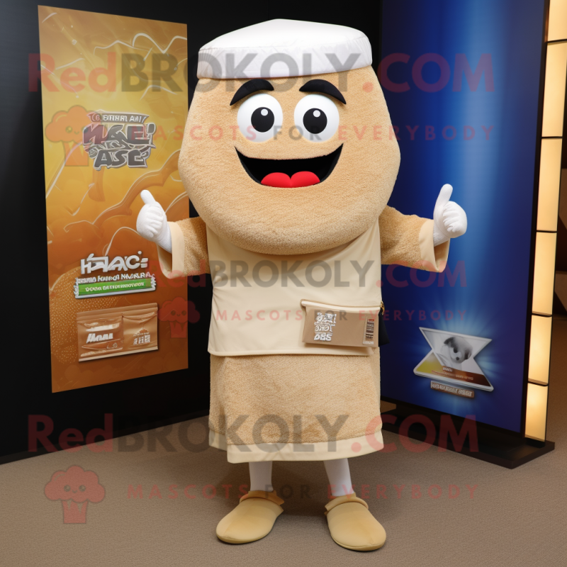 Tan Fried Rice mascot costume character dressed with a Rash Guard and Pocket squares Tan Fried Rice mascot costume character dressed with a Rash Guard and Pocket squares