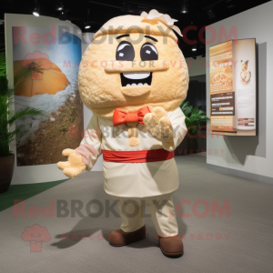 Tan Fried Rice mascot costume character dressed with a Rash Guard and Pocket squares
