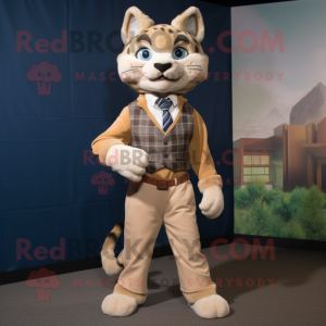 Tan Bobcat mascot costume character dressed with a Culottes and Pocket squares