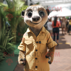 Olive Meerkat mascot costume character dressed with a Overalls and Cufflinks