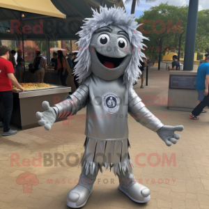 Silver Jambalaya mascot costume character dressed with a T-Shirt and Anklets