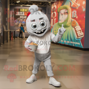 Silver Jambalaya mascot costume character dressed with a T-Shirt and Anklets