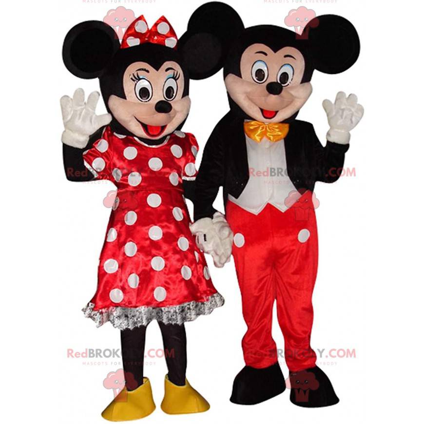2 mascotes Mickey Mouse e Minnie, fantasias da Disney -
