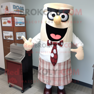 Cream Bbq Ribs mascot costume character dressed with a Dress Shirt and Ties