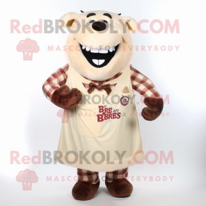 Cream Bbq Ribs mascot costume character dressed with a Dress Shirt and Ties