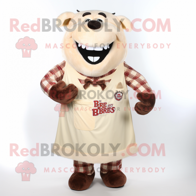 Cream Bbq Ribs mascot costume character dressed with a Dress Shirt and Ties Cream Bbq Ribs mascot costume character dressed with a Dress Shirt and Ties