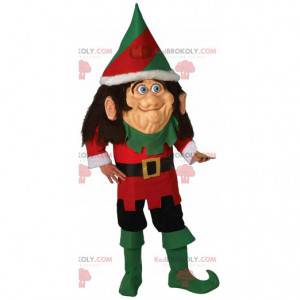 Mascote de duende de Natal atípico, fantasia de troll de Natal