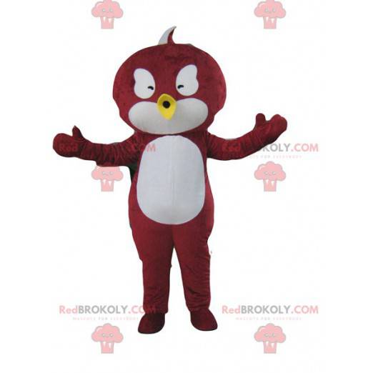 Rød og hvid fuglemaskot - Redbrokoly.com