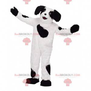 Mascotte cane bianco e nero, costume da cagnolino peluche -