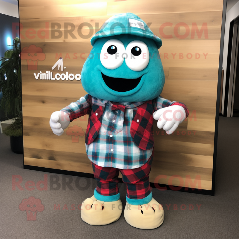 Turquoise Pho mascot costume character dressed with a Flannel Shirt and Scarf clips Turquoise Pho mascot costume character dressed with a Flannel Shirt and Scarf clips