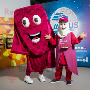 Magenta Nachos mascot costume character dressed with a Cover-up and Belts