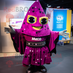 Magenta Nachos mascot costume character dressed with a Cover-up and Belts