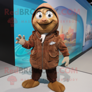 Brown Cod maskot kostume...