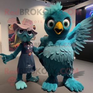 Teal Harpy mascotte kostuum...