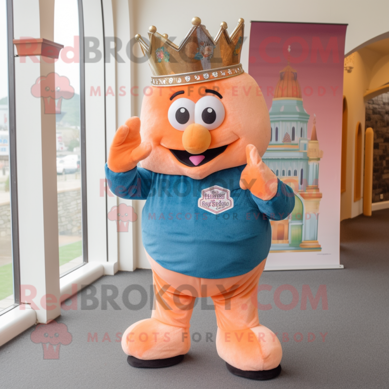 Peach Irish Castle mascot costume character dressed with a Denim Shorts and Bracelets Peach Irish Castle mascot costume character dressed with a Denim Shorts and Bracelets
