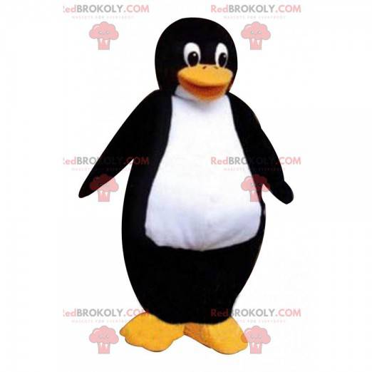 Mascotte reusachtige zwart-witte pinguïn, pak van ijsschots -