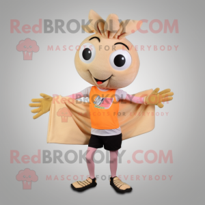 Tan Shrimp Scampi mascot costume character dressed with a Running Shorts and Scarf clips
