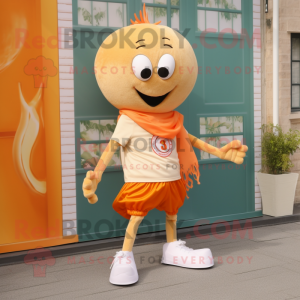 Tan Shrimp Scampi mascot costume character dressed with a Running Shorts and Scarf clips